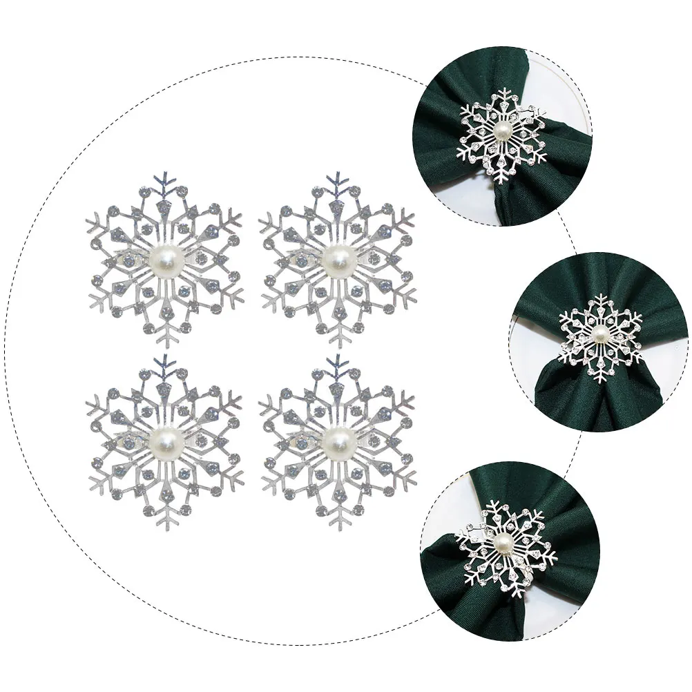 

4 Pcs Napkin Ring Holder Buckle Pearls Round Buckles Rings Alloy for Table Reunion