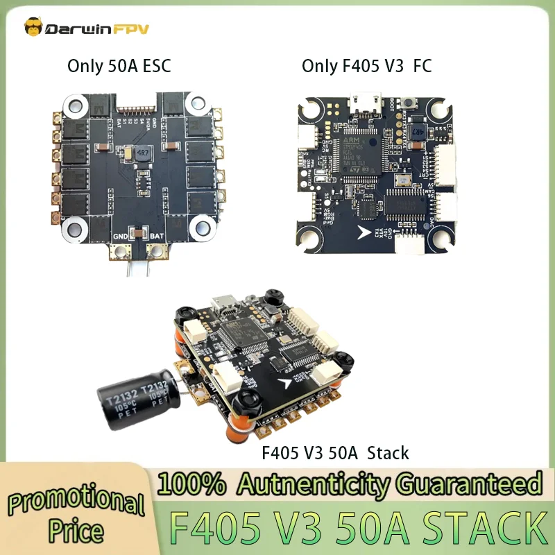 

DarwinFPV Betaflight F4 Flight Controller Stack 50A DSHOT600 ESC Stack FPV Drone Part