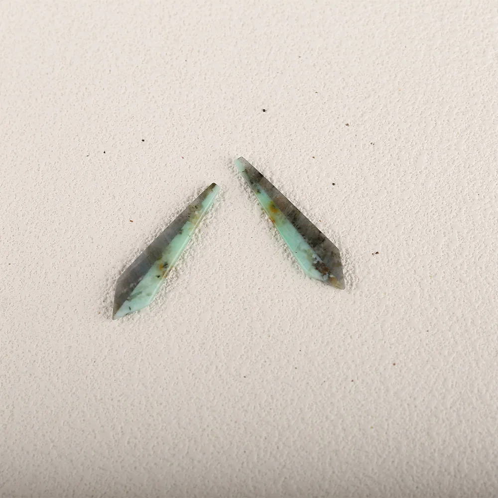 Handmade Jewelry Natural Stone Labradorite Chrysocolla Fashion Earrings Accessories DIY Making For Women 49x11x2mm 6.48g