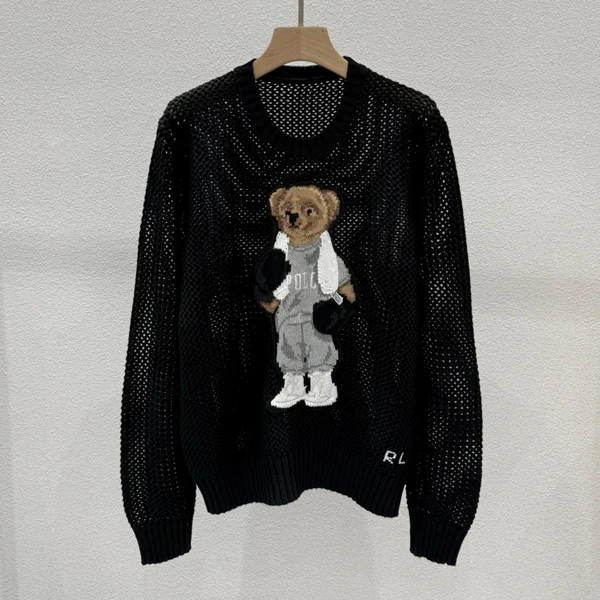 

Pure Cotton Knitted Long Sve Sweater Cartoon Embroidery Loose Fit Briti Sle Anti-Aging Autumn Winter Top
