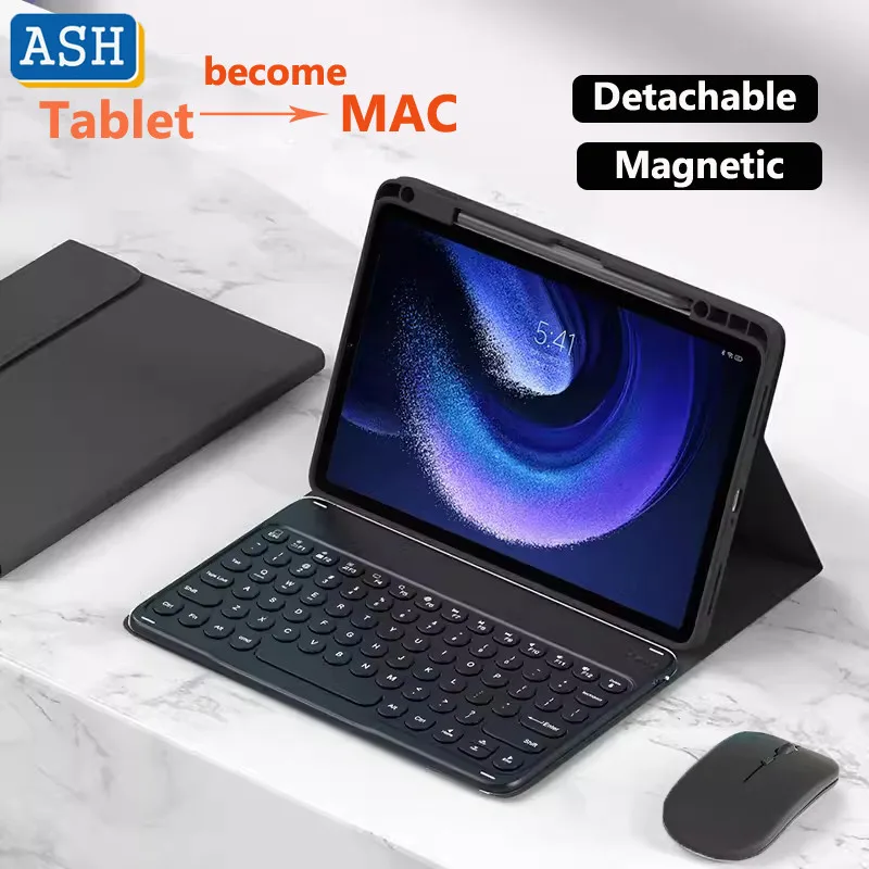 

Для Xiaomi Pad 7S Pro 12,5 2025 12,5-дюймовый Pad 6S Pro для Redmi Poco Pad Pro 12,1 дюймов 5G Чехол-подставка с магнитной клавиатурой и Bluetooth
