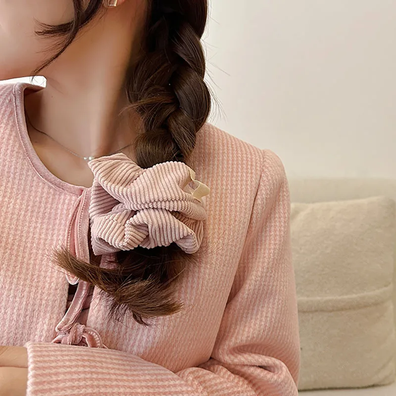 

Korean Sweet Wrinkle Large Scrunchies Solid Elastic Hairbands Women Hair Rope Ties Ponytail Holder Rubber Bands Hair Accessories