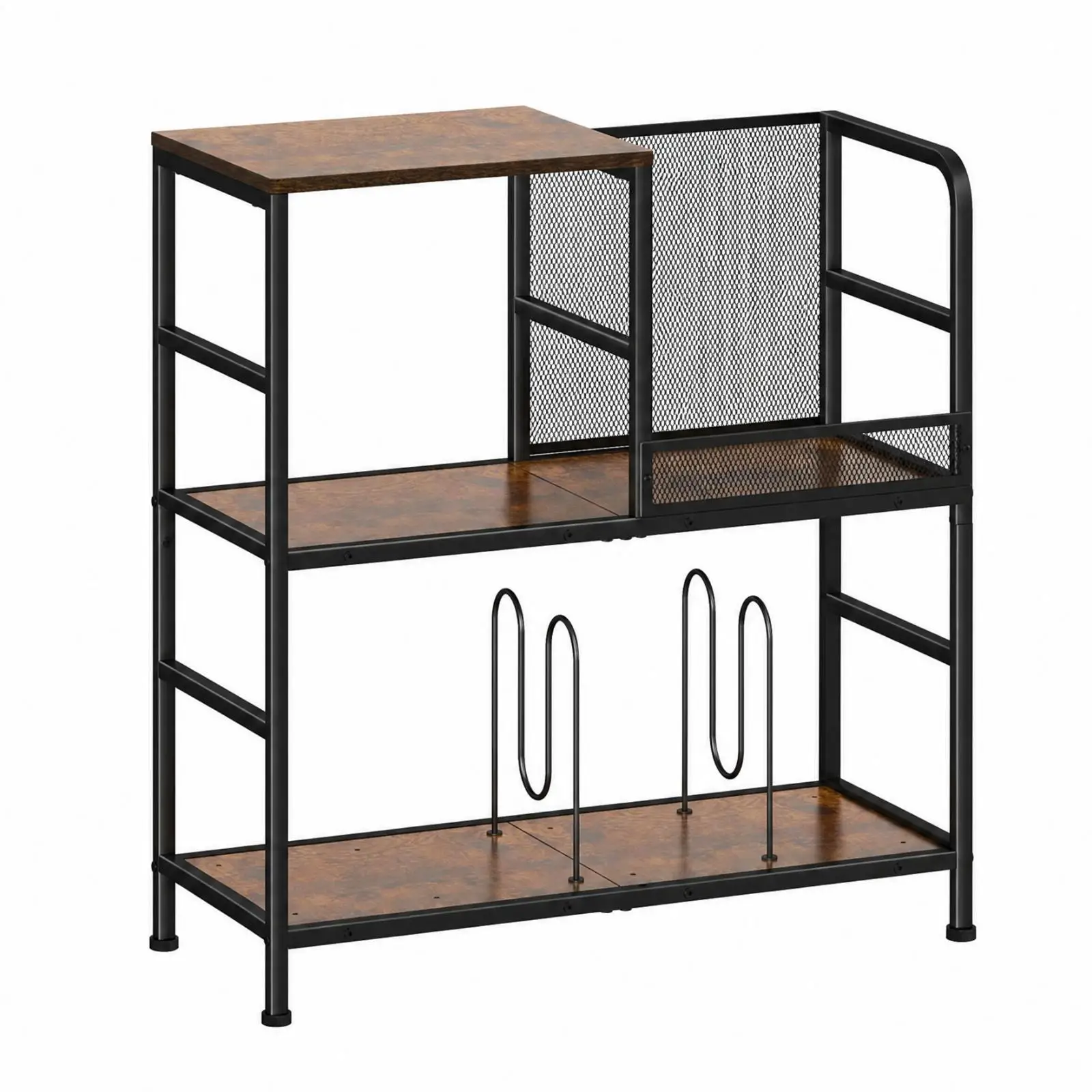 Vinyl Storage Rack with Adjustable Dividers Three-Tier Vinyl Vinyl Storage Rack Furniture Versatile Easy Assembly