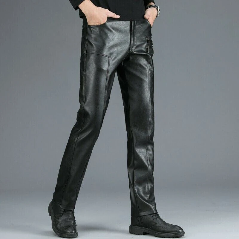 Elegant Men Black Authentic Sheepskin Real Leather Pant Soft Fashionable Trouser