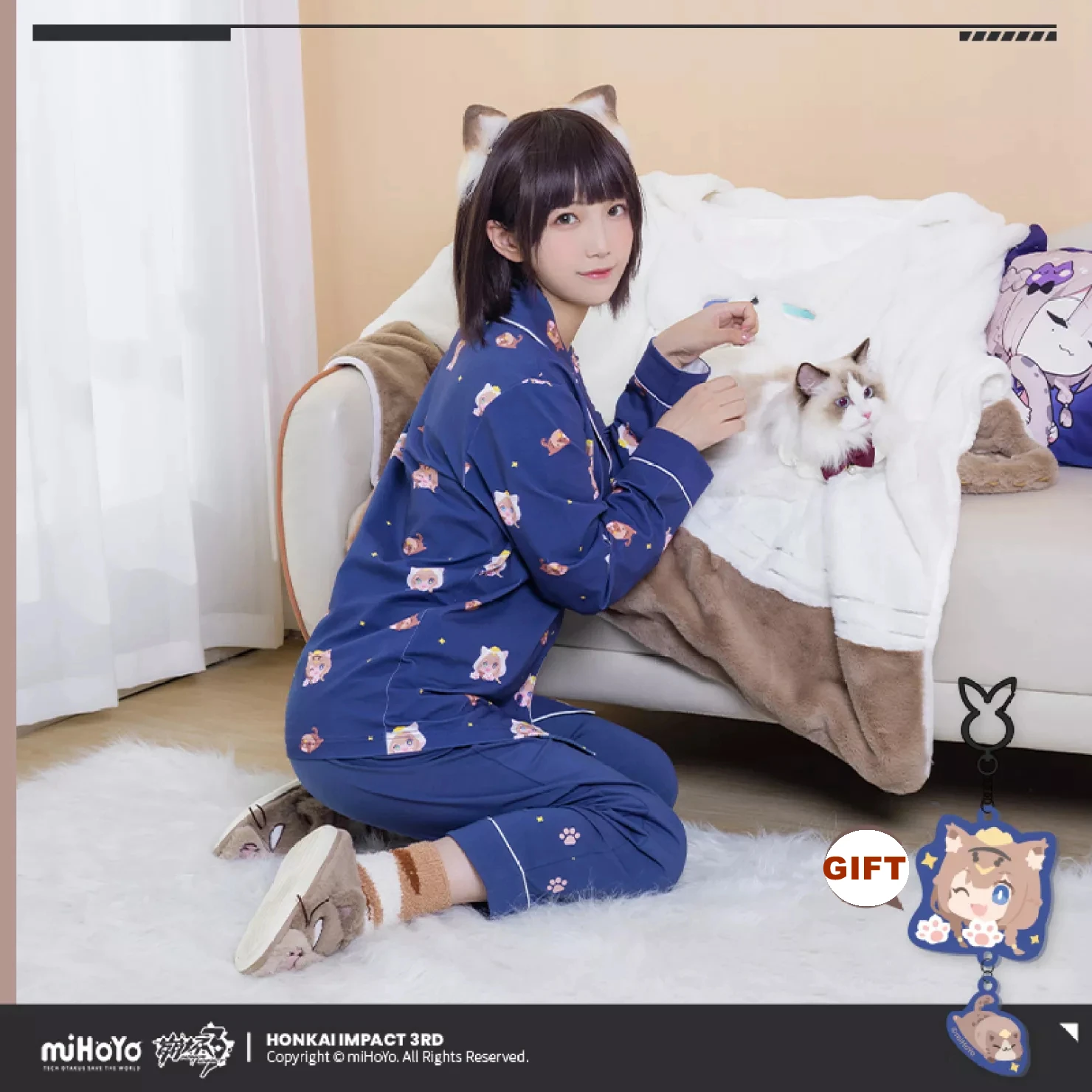 Game Honkai Impact 3 Cosplay Costumes Pardofelis Reverist Calico Collection Home Clothes Anime Cartoon Pajamas Adult Tops Pants