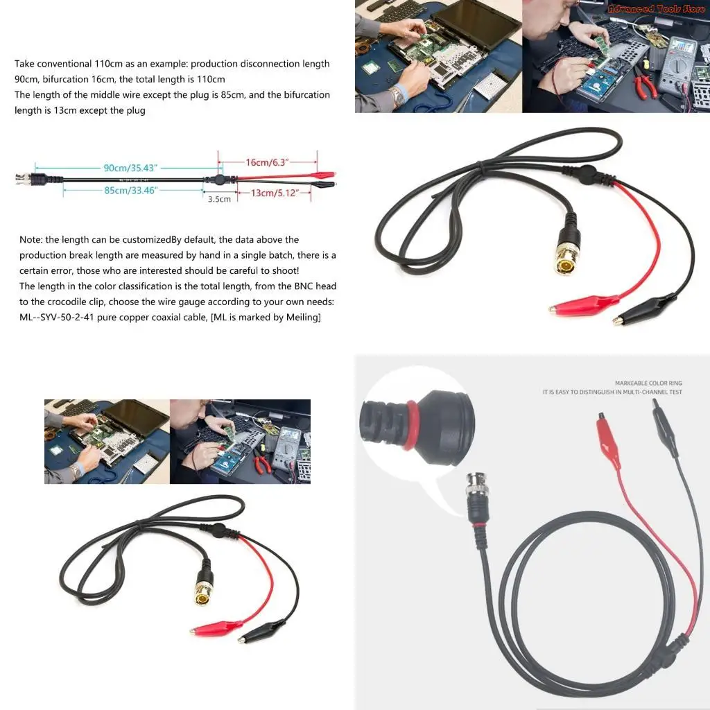 Oscilloscope Probe 110cm BNC Oscilloscope Measuring Leads Stable Connection W91B