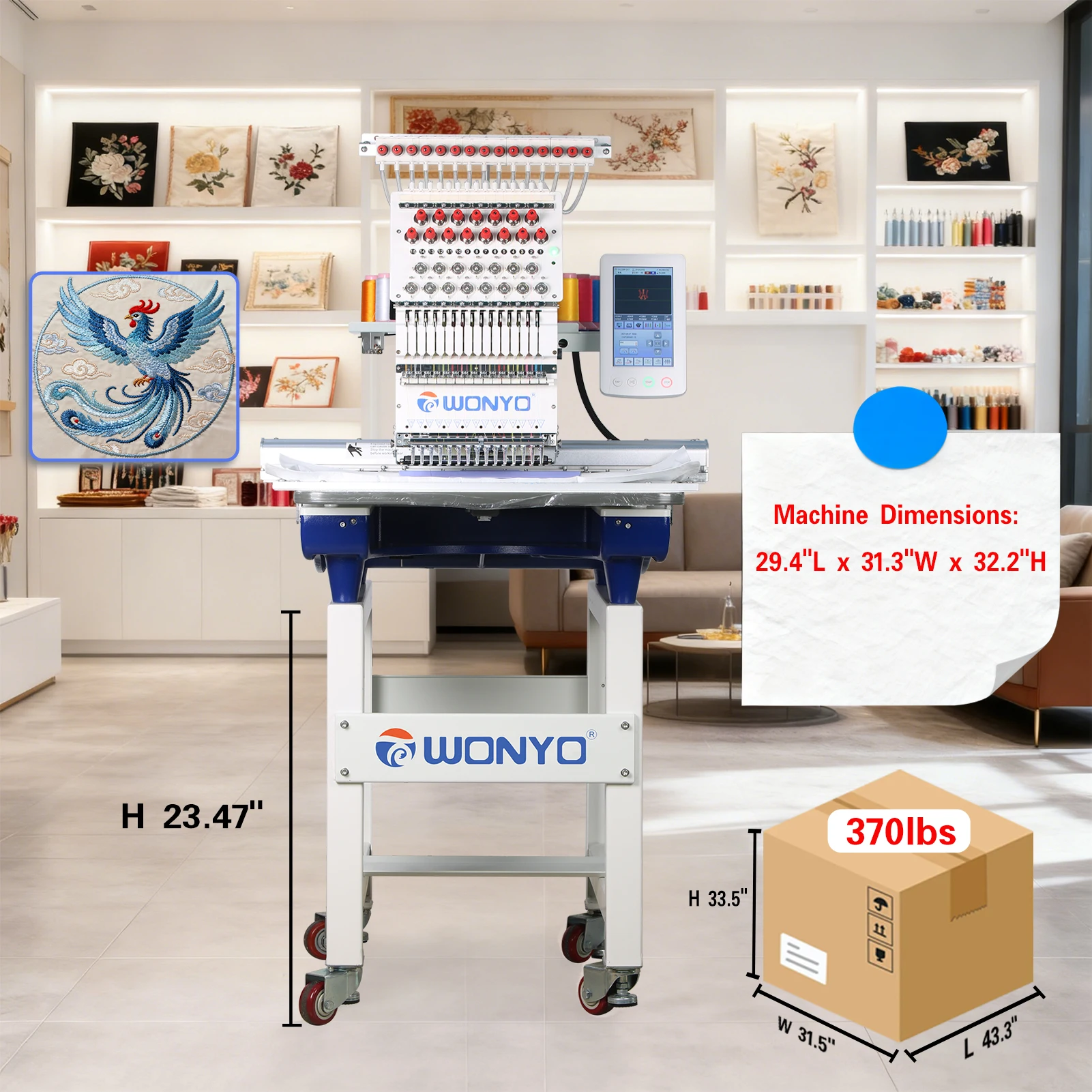 Single Heads Dahao Cpmputerized Embroidery Machine Complete Board Screen and Power Collar Mark Embroidery Machine Plastic Frame