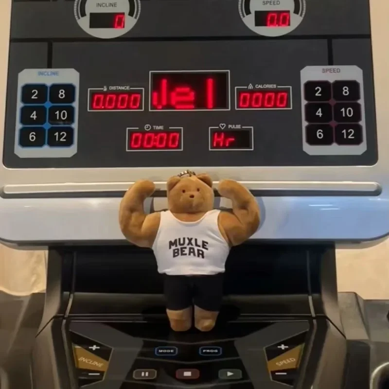 Muscle Fitness Bear Plush Keychain Mini Stuffed Animal Clothes Gym Workout Bear Key Pendant Backpack Charms Ornament Present - view 2