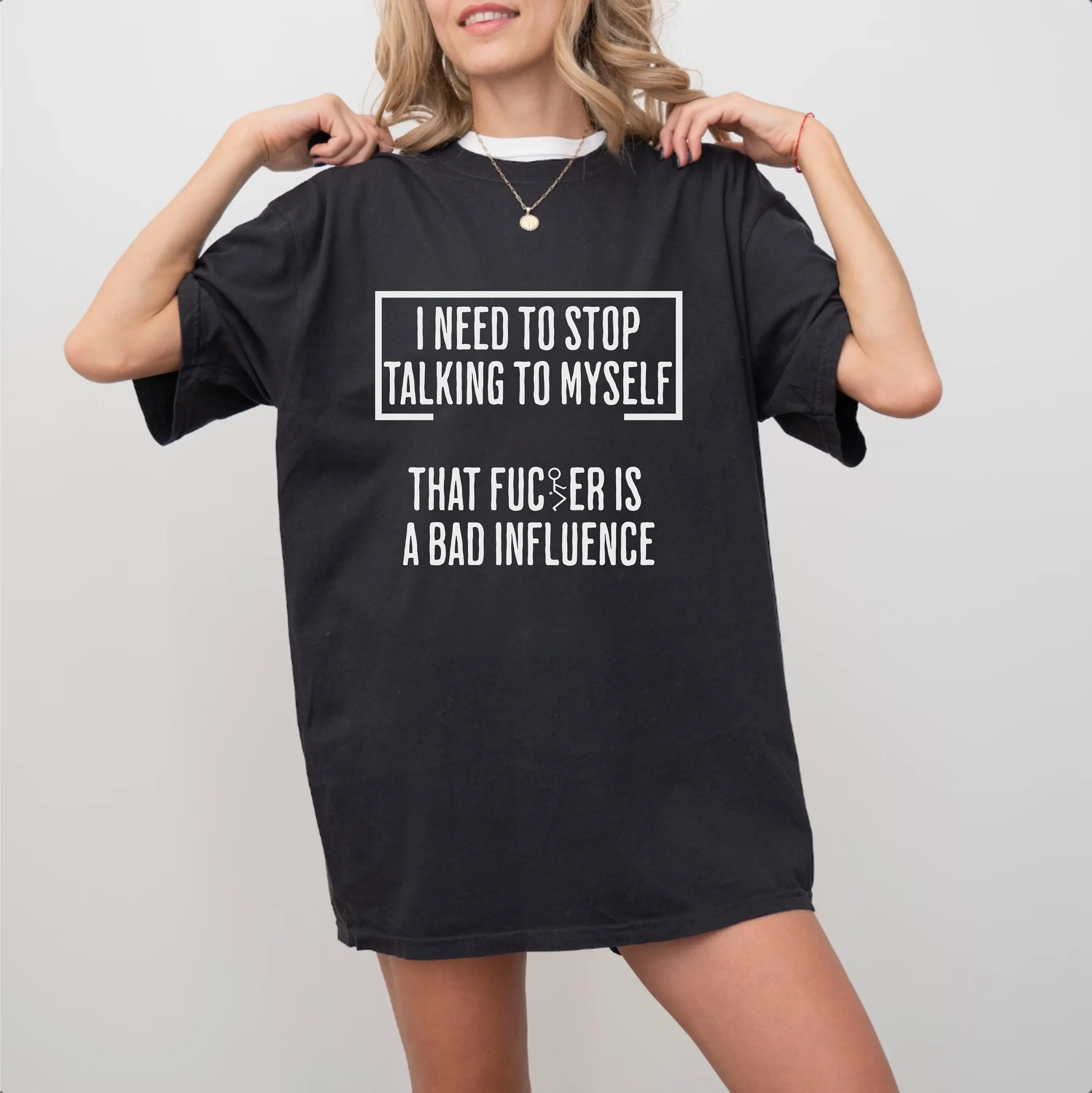 Camiseta de "My Inner critical", "La lucha es una verdadera mala Influencer", frase divertida de autoconversación, cita humorística, concientización sarcástica