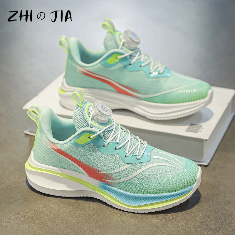 Summer Breathable Mesh Hollow Rotating Buckle Night Light Shoes Children Outdoor Lightweight Running Shoes Boys Girls Sneaker