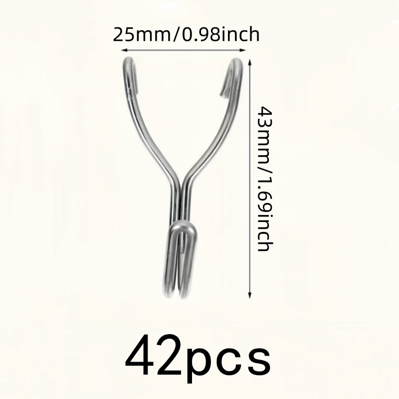 42 pcs Rust Resistant Polished 25mm Stainless Steel Peg Hooks, great for Kitchen Utensil Hanging, Easy Snap-On Pegboard Fit