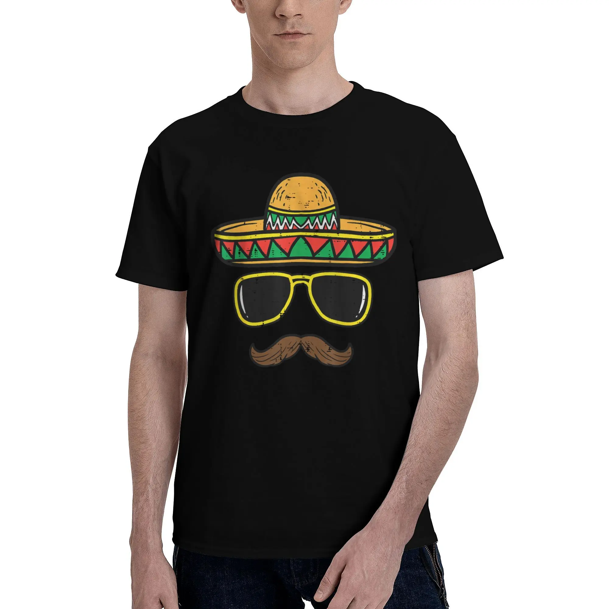 Sombrero Face Cinco De Mayo Mexican Tee Shirt for Men Women Fashion T Shirts  100% Cotton Clothing