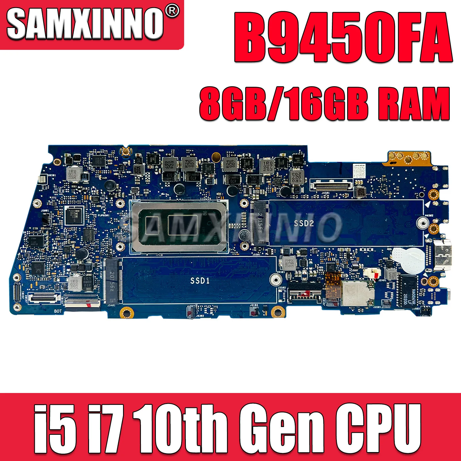 

SAMXINNO B9450FA Mainboard For Asus Expertbook B9450FAV B9450F Laptop Motherboard with I5 I7 10th Gen CPU 8GB/16GB RAM