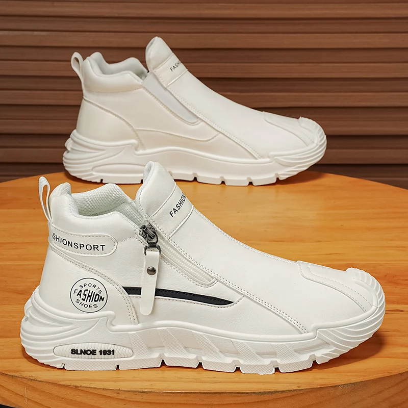Men's Autumn Winter Casual Sports Shoes Outdoor Short Boots Fashionable Trendy Side Zipper Comfortable Wear-resistant