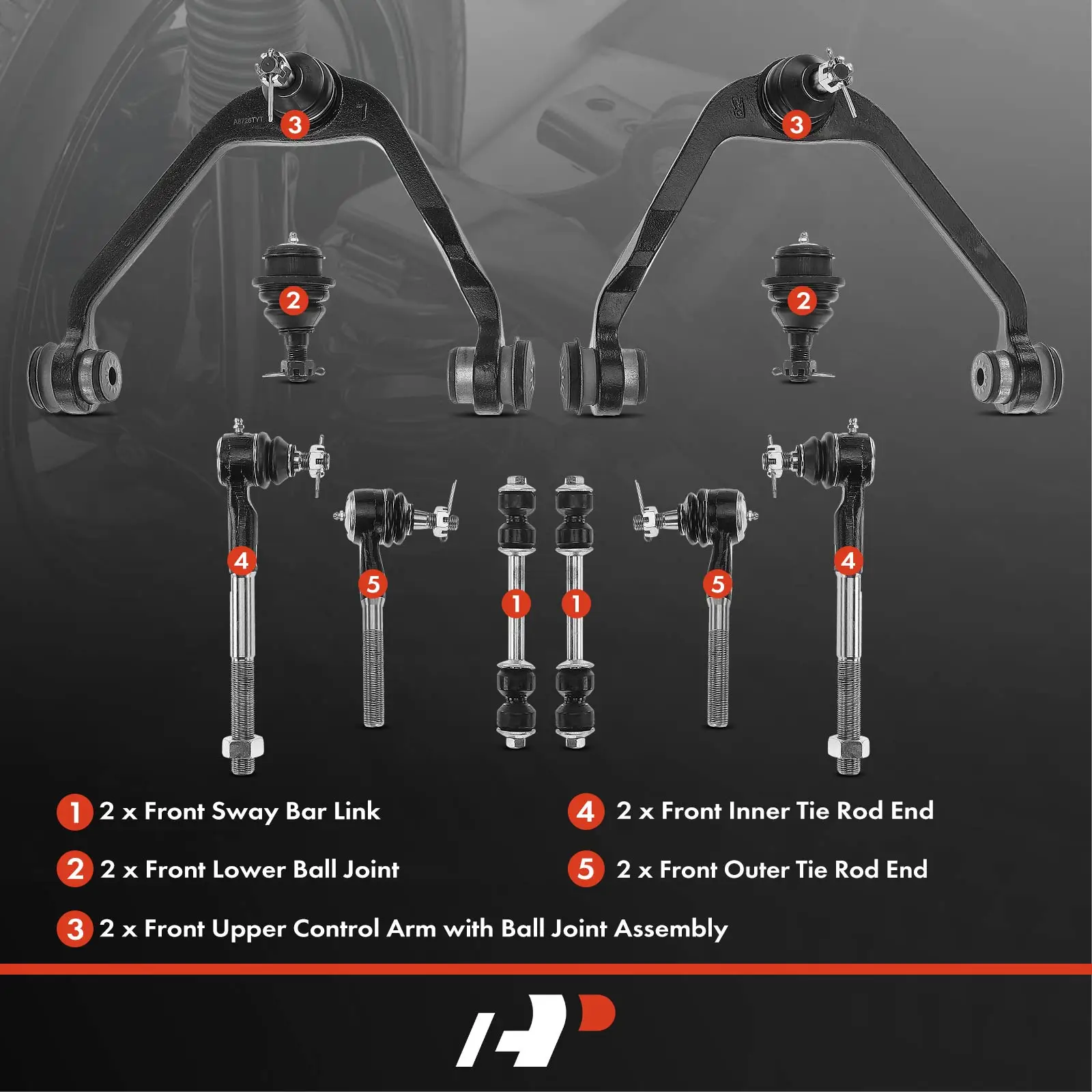 A-Premium 10x Front Control Arm Ball Joint Sway Bar Tie Rod Kit for Ford F-150 1997-2003 F-250 1997-1999 F-150 Heritage 2004