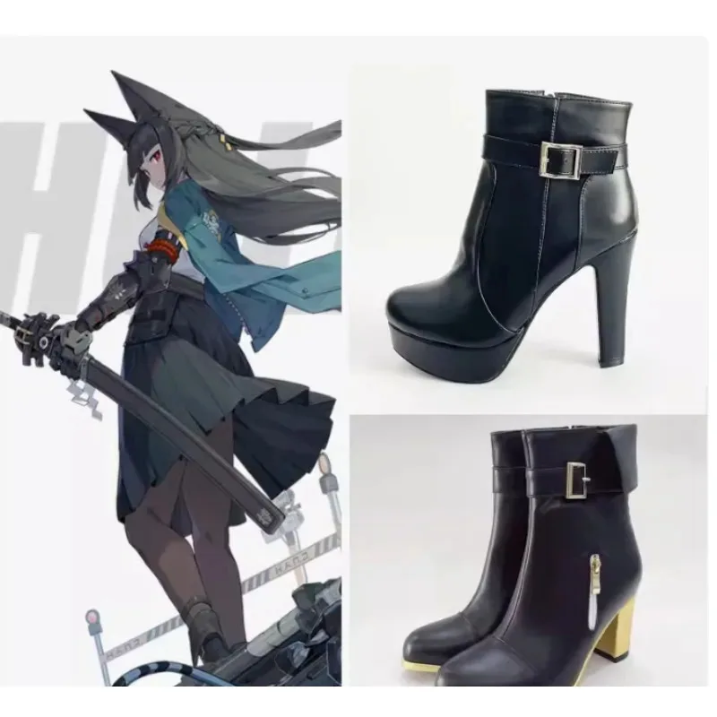 

qq28LQGame Zenless Zone Zero Hoshimi Miyabi Cosplay Black Boots Halloween Party Women Roleplay Girl Shoes Comic Exhibition High