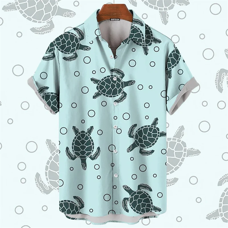 2024 Nieuwe Heren Hawaii Shirts Zeedieren Print Zomer Oversized T-Shirt Mannen Vrouwen Haaien Walvissen Turtl Grafische Korte Mouwen Tops