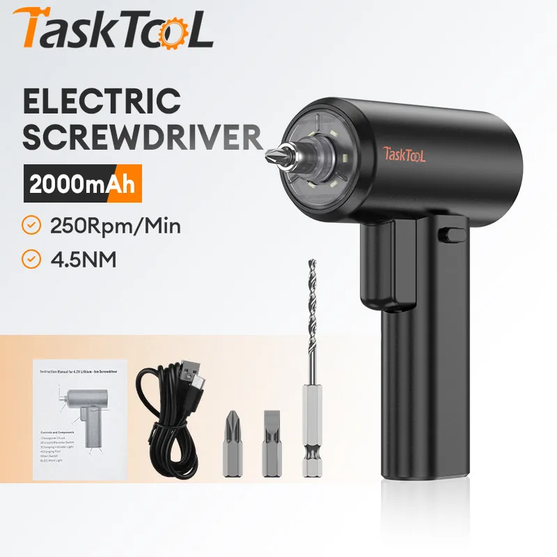 TASKTOOL Multi-Function Electric Screwdriver Set Precision Electric Screwdriver with LED Light for Home Appliance Repair  Drill