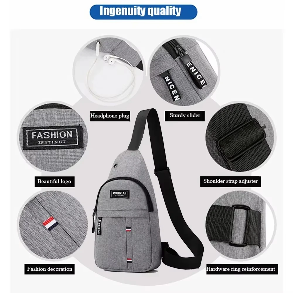 Men Cross Body Bag Sling Backpack Travel Fashion Outdoor Sports Waterproof Nylon Male Purse Side Shoulder Chest Messenger Bag
