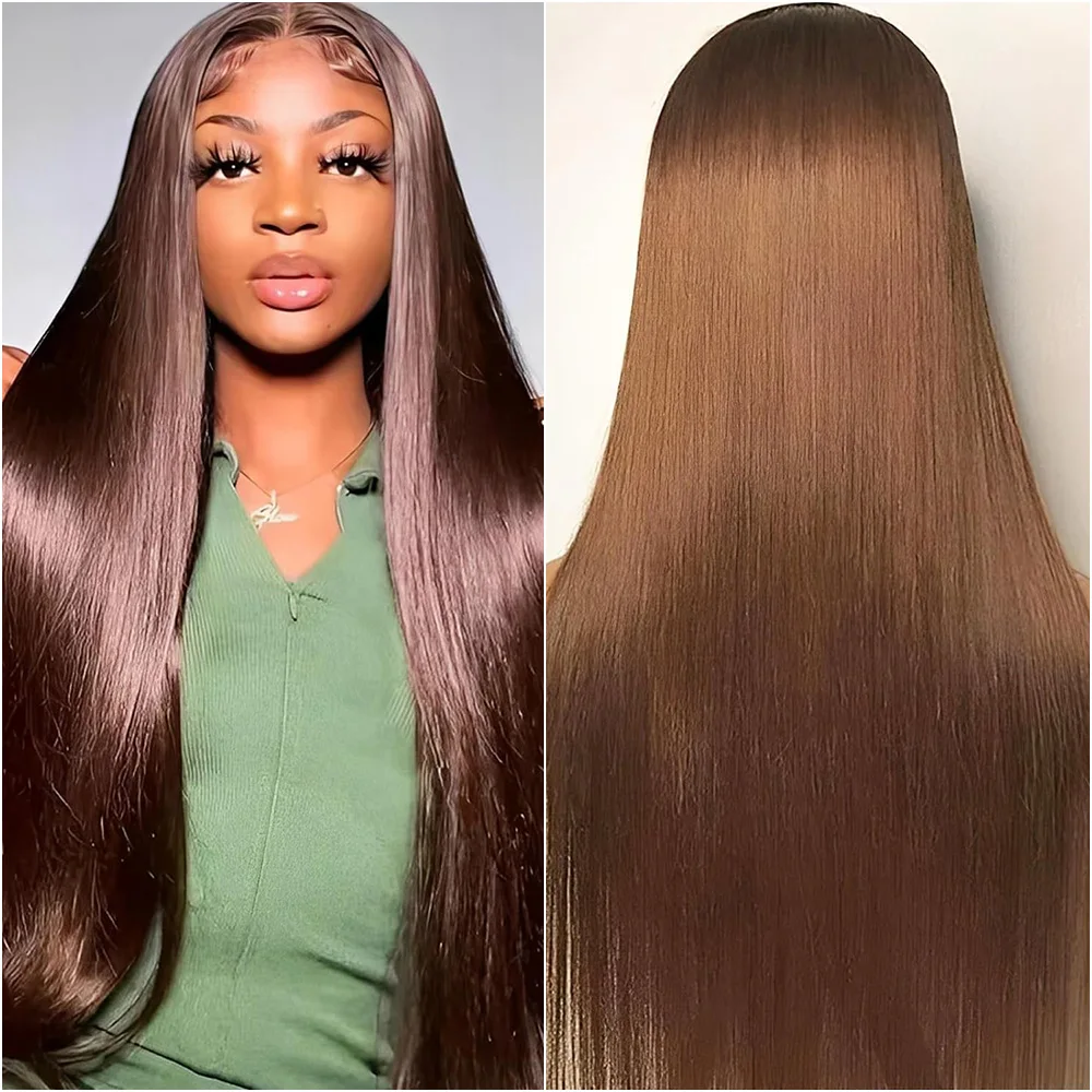 13x4 13x6 شفاف HD الدانتيل أمامي باروكة من شعر طبيعي قبل قطعها 36 بوصة الشوكولاته البني العظام مستقيم الدانتيل الجبهة الباروكات البرازيلي