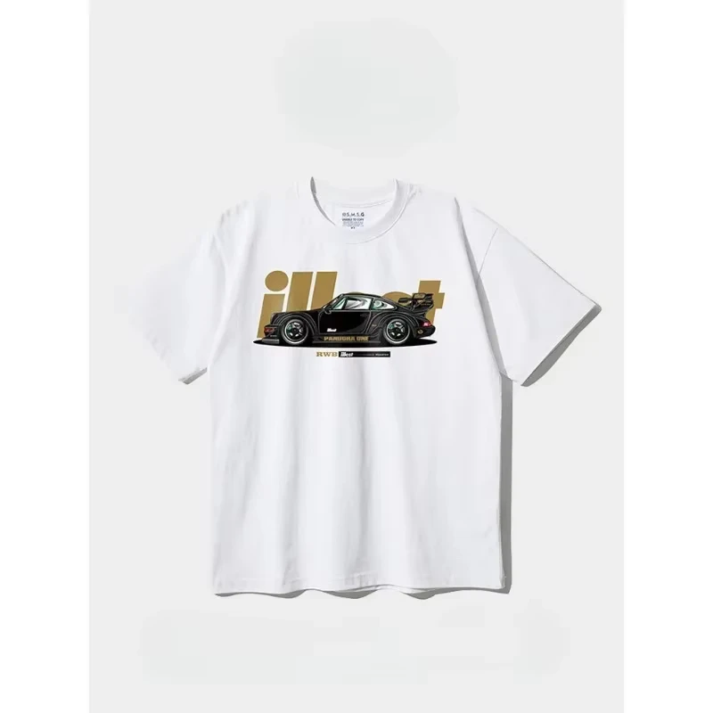 

SMSG Porsche RWB911 Modified Car Niche Boys Casual Heavy Cotton Loose Men's Short Sleeve T-shirt