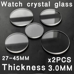 High Quality Flat 3.0mm Thickness 27mm to 45mm Dia Watch Cryastal Mineral Glass Watches Repair Parts 2 pieces