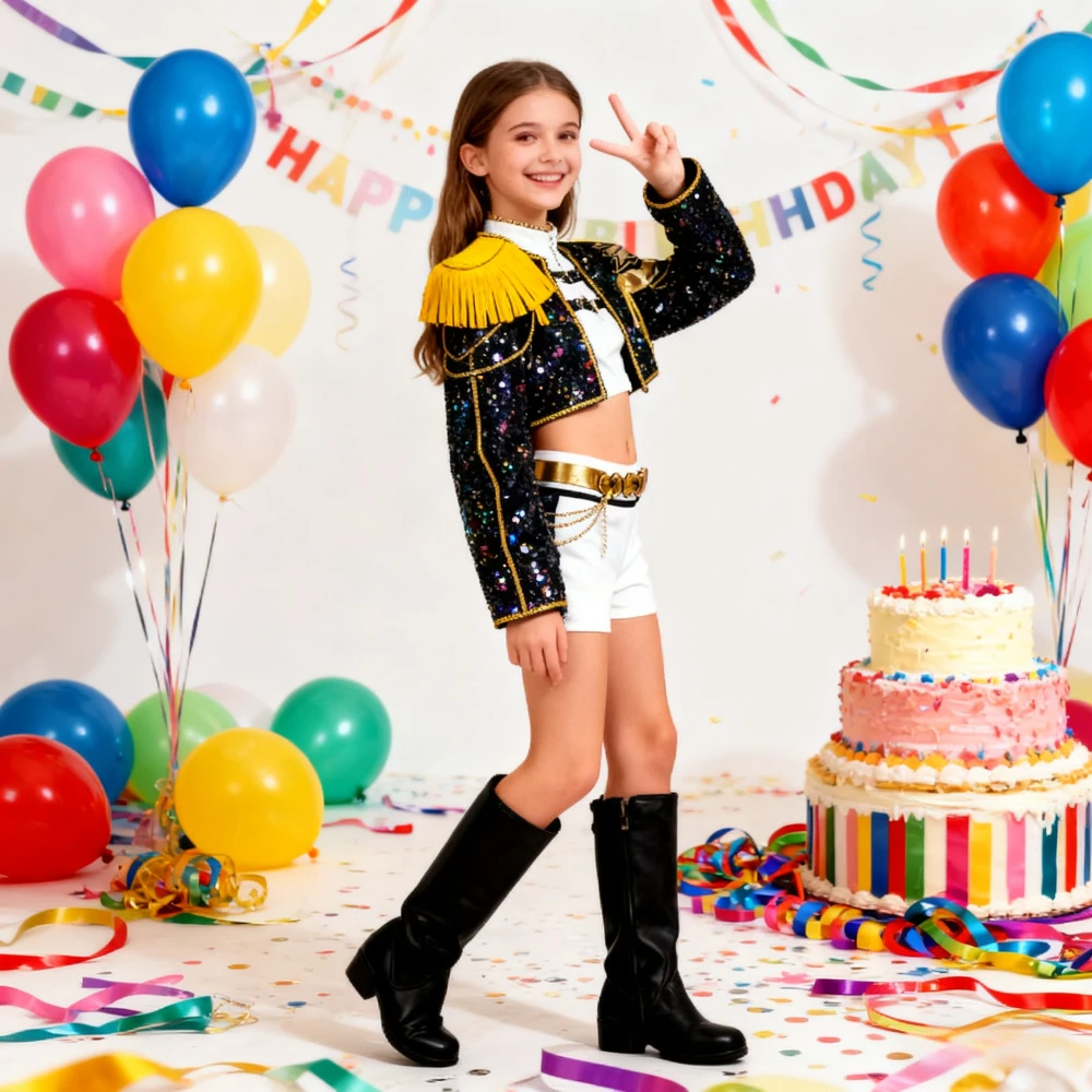 

KPop Demon Hunter Rumi Cosplay Black Gloden Fantasia Costume Children Girls All Kinds Of Uniform Child Halloween Party Suit