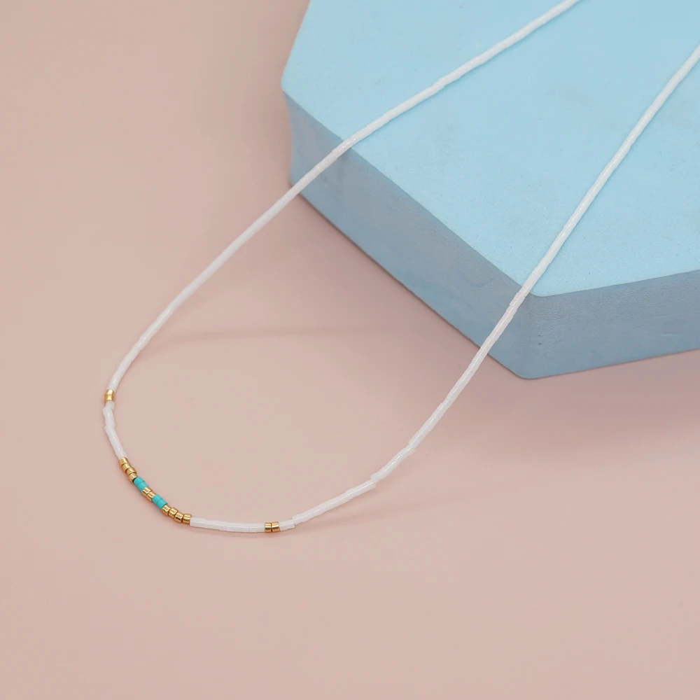 Go2boho Bohemian Glass Bead Necklace Handmade Rainbow Beads Stack Adjustable Chain Elegant Woven Luck Jewelry For Women Girl