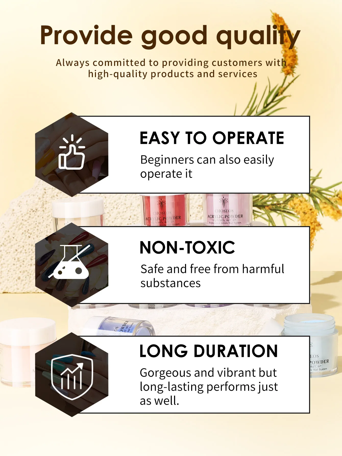 CHOSEOS – ensemble de poudre de cristal 36 couleurs, 10 G/0.35 Oz par bouteille, pour bricolage, Extension française, Sculpture d'ongles 3D, longue durée, sans ongles