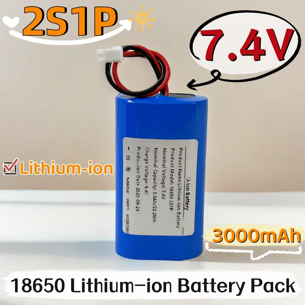 

18650 2S1P Lithium-ion Battery Pack 7.4V 3000mAh XH2.54-2P Plug , Suitable for Projectors, Speakers, Wireless Monitoring etc