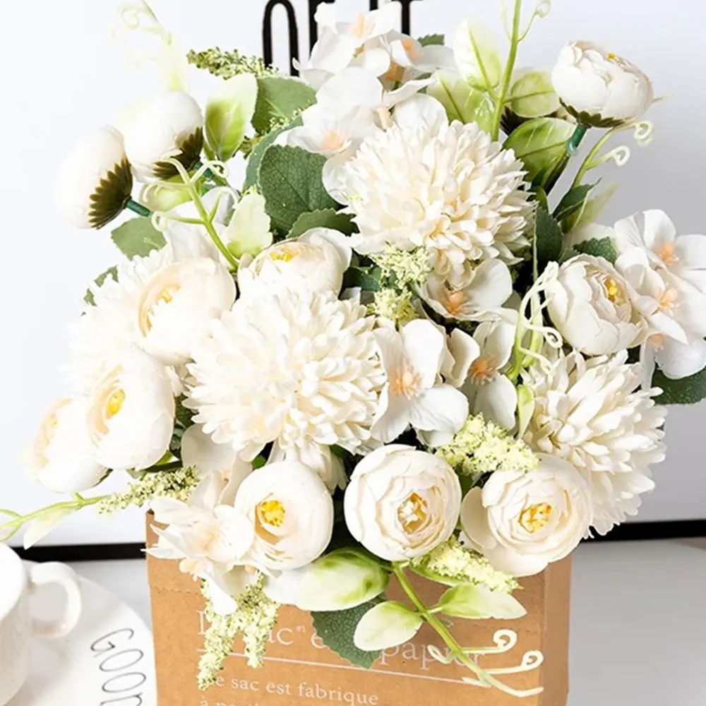 Künstliche Hortensien Blumen Sammelalbum Seide Tee Rose Knospen Vase Hause Tisch Auto Dekor Hochzeit Brautstrauß DIY Geschenkboxen Garten