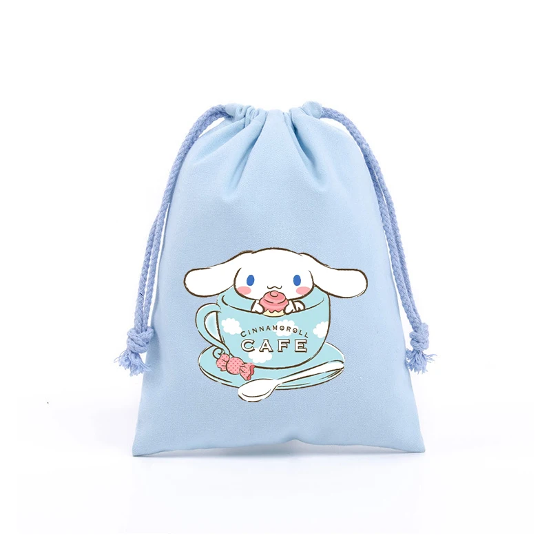 Sanrio Drawstring Bag Cute Cartoon Kuromi Melody Cinnamoroll Print Gift Organiser Portable Toilet Bags Children\'s Birthday Gifts