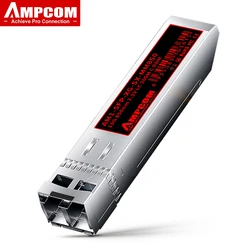 AMPCOM 10G LC SFP+ Transceiver Module Duplex Multi Mode , 10Gbase-SR Fiber Optical DOM SFP 850nm 300 Meters MMF for Cisco etc.