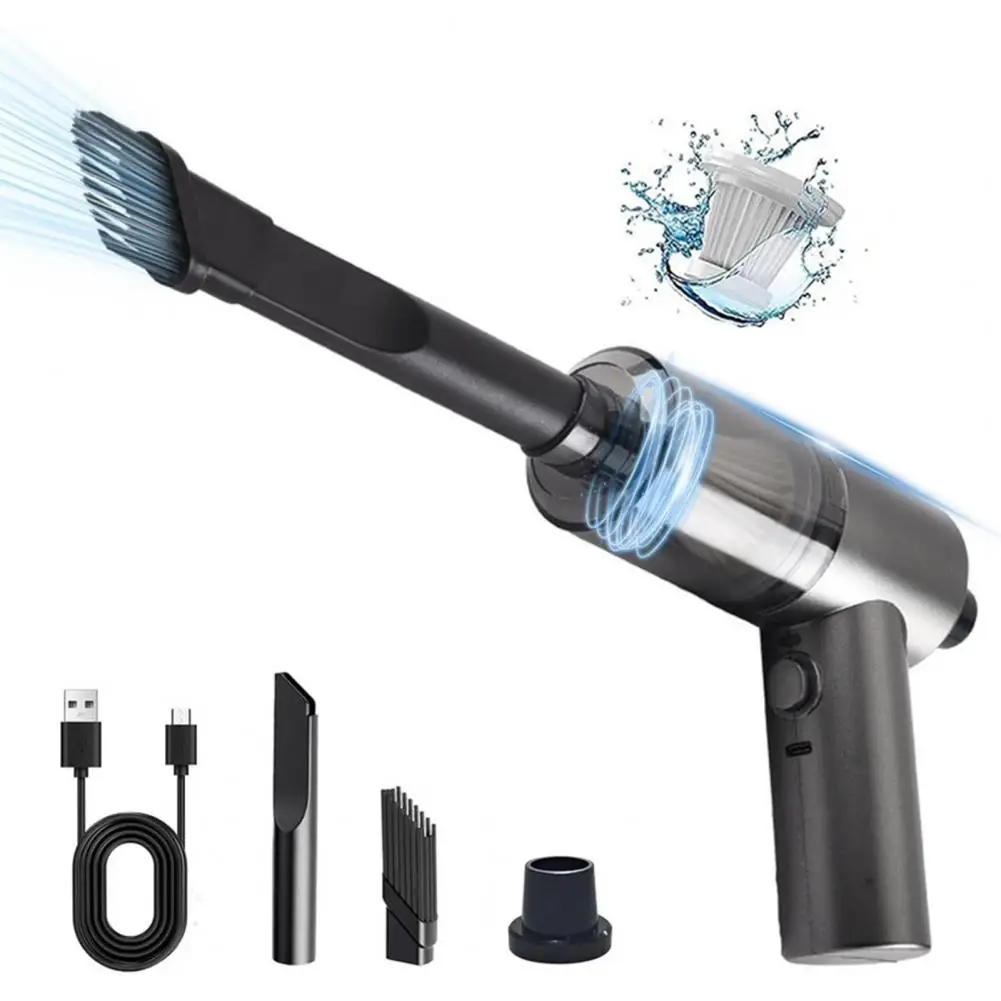 Car Vacuum Cleaner With Three-Layer Filtration Strong Suction Low Noise Multifunctional Portable Wireless Cleaner With LED Light