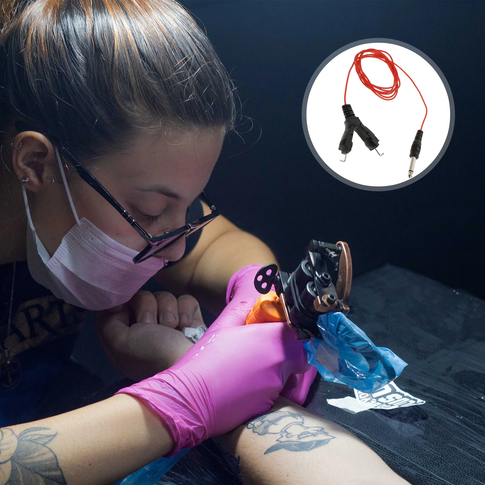 1pc 1.8M Coil Machine Hook Line Gold Plated Plug Low Loss Flexible Cable For Tattoos Machine Power Supply Durable Waterproof