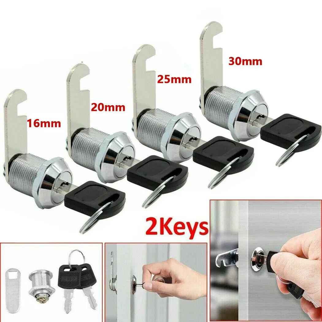 

1pc Mailbox Lock 16/20/25/30mm 2 Key 90 Degrees Closure Cam Lock For Filing Cabinet Locker Drawers Tool Cabinets Home Hardware