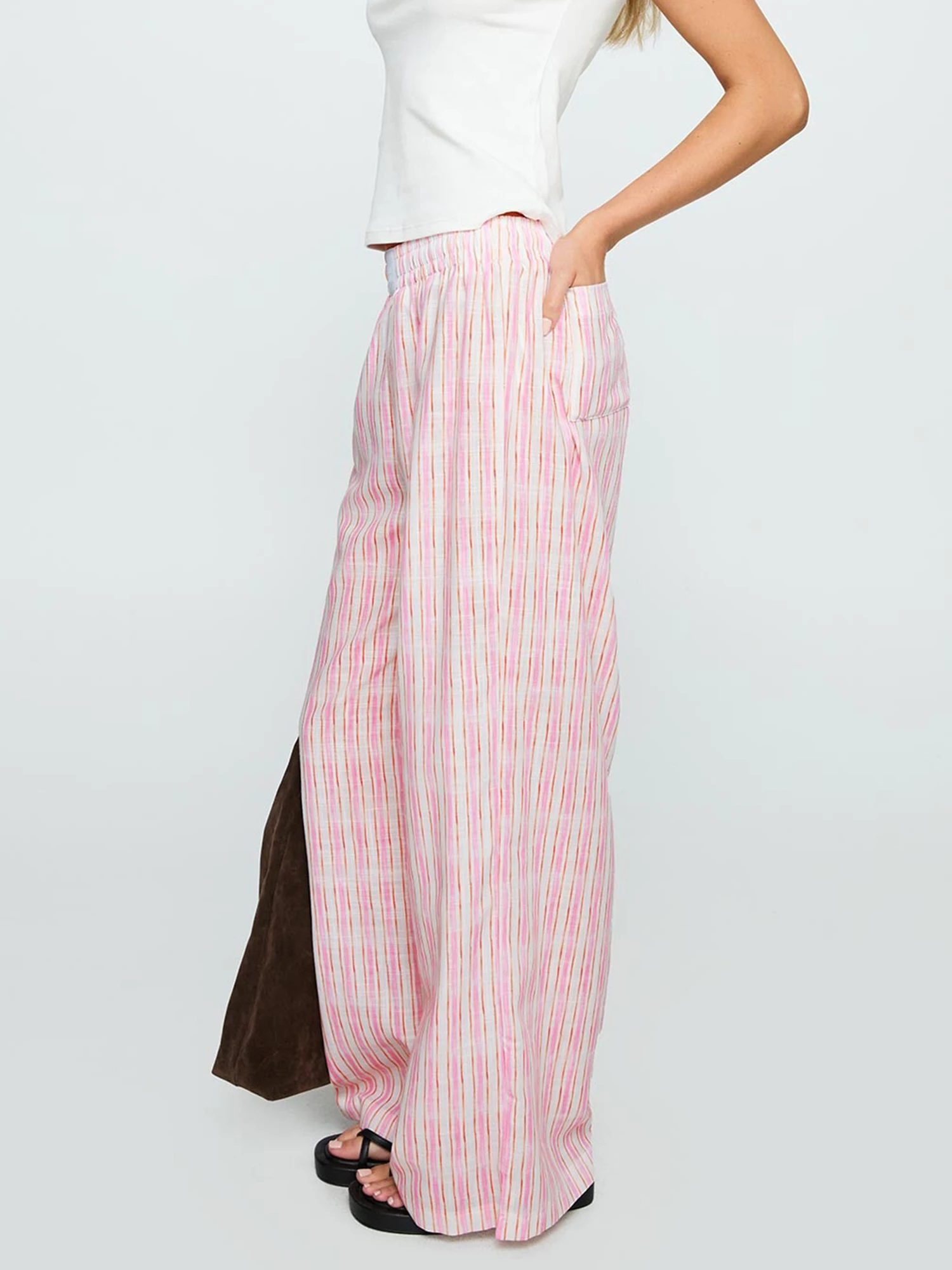 กางเกงทรงพอดีตัวพิมพ์ลายสก๊อตของผู้หญิงพร้อมสายรัดเอวปรับได้สําหรับตัวเลือกการจัดแต่งทรงผมที่หลากหลายตลอดทั้งปี