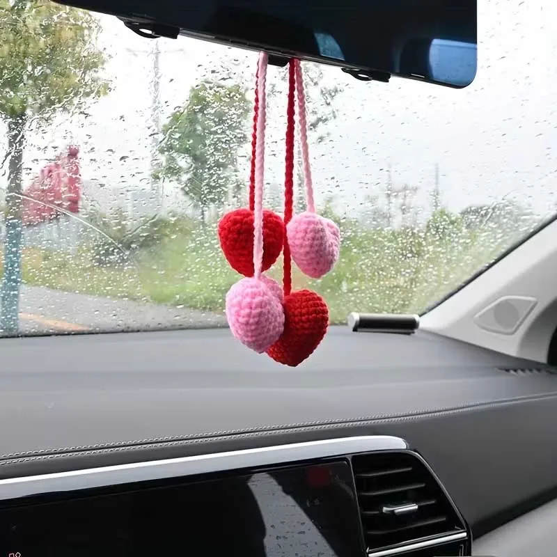 1pc Handmade Crocheted Love Pendant Multi-Purpose Pendant Bag Pendant Car Rearview Mirror Decoration Home Decoration