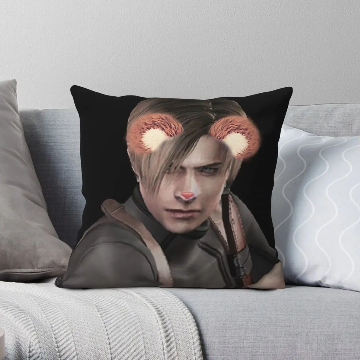 Leon Scott Kennedy Square Pillowcase Polyester Linen Velvet Creative Zip Decorative Pillow Case Home Cushion Cover