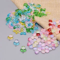 30pcs/Lot 9mm Tulips Flowers Lampwork Beads Jewelry Making Multicolor Glass Leaf Flora Beads Loose Beads For DIY Earring Craft