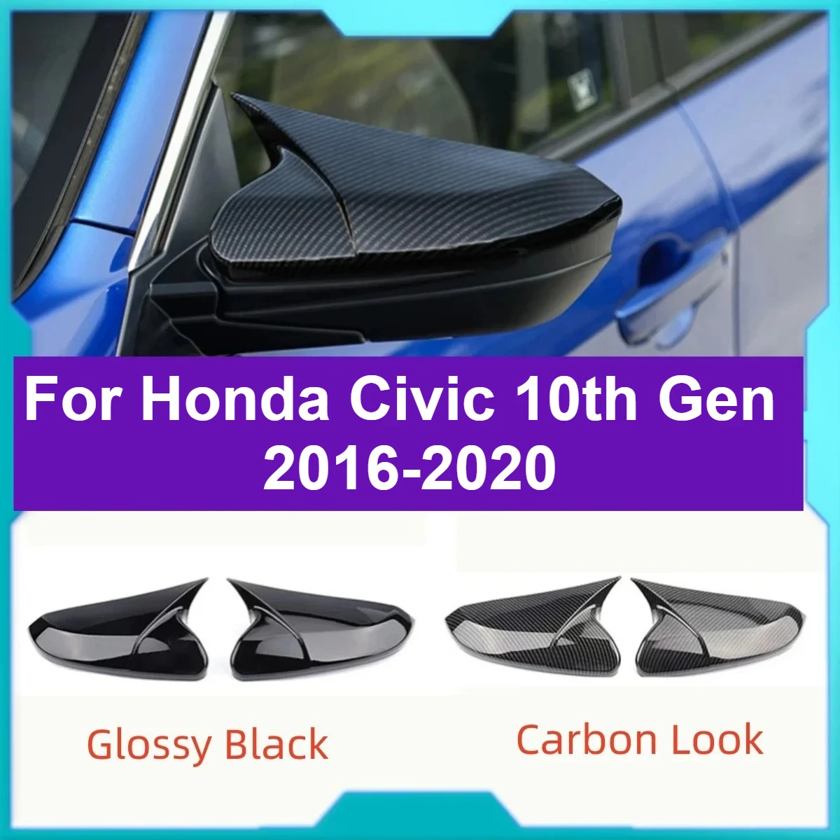 Car Exterior Door Wing Cap Rearview Side Mirror Cover Trim  Fit For Honda Civic 10th Gen 2016-2020 Case Mirror Cover Cap add-on