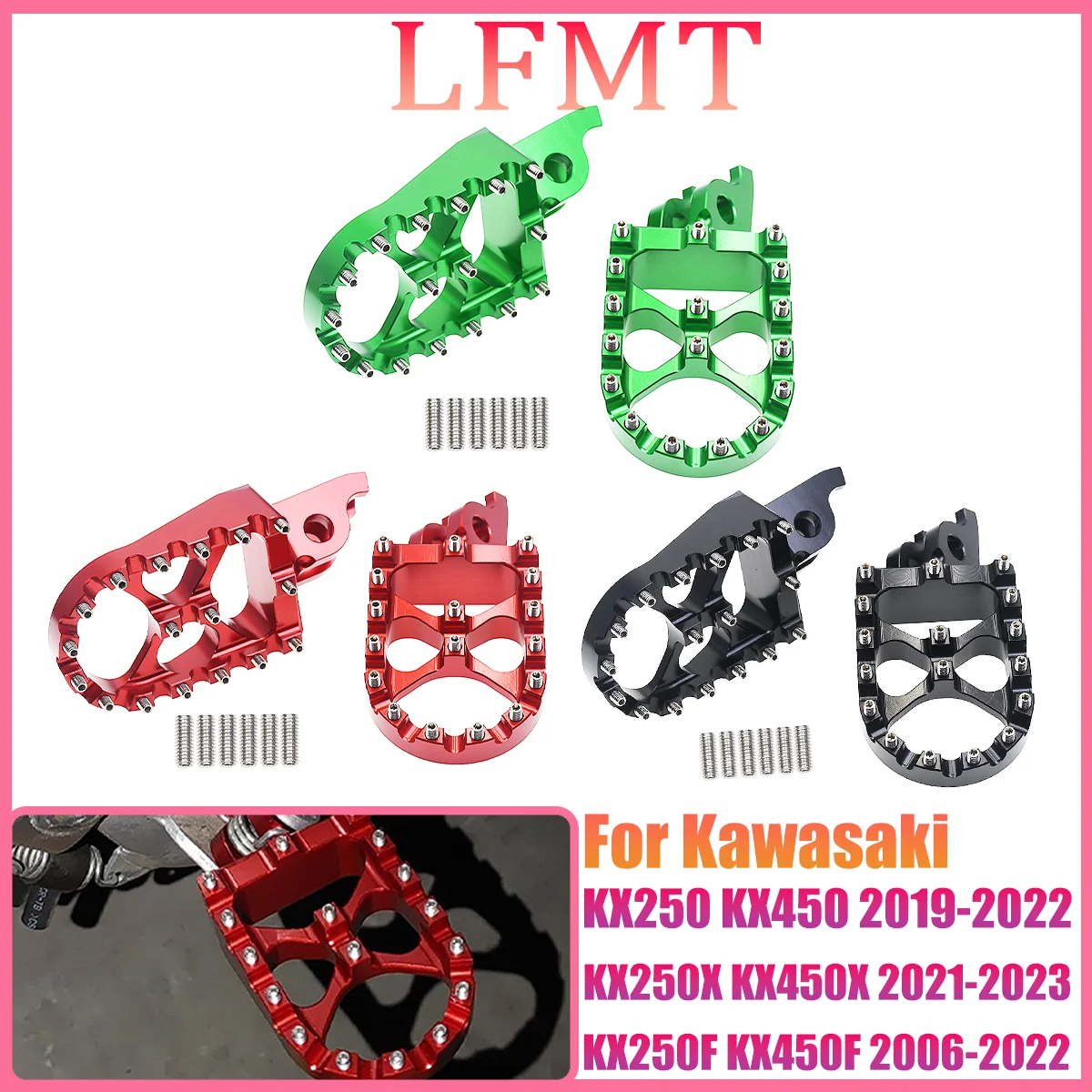 

New off-road motorcycle CNC modified accessories High quality precision manufactured foot pedals For Kawasaki KX65 KX80 2023