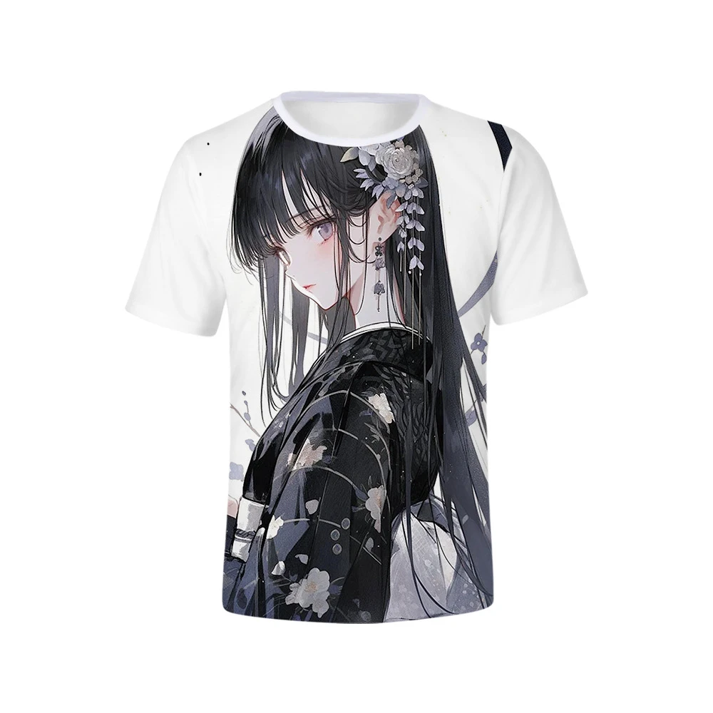 Футболка с короткими рукавами для взрослых с 3D цифровым принтом и рисунком девушки манги.