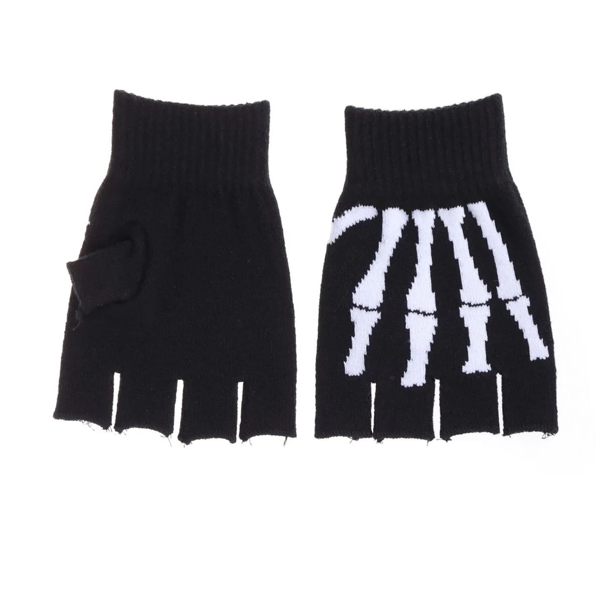 

Unisex 3D Skull Bone Half Finger Gloves Breathable Anti-Slip Warm Cycling Gloves For Winter Outdoor Sports Riding Climbing
