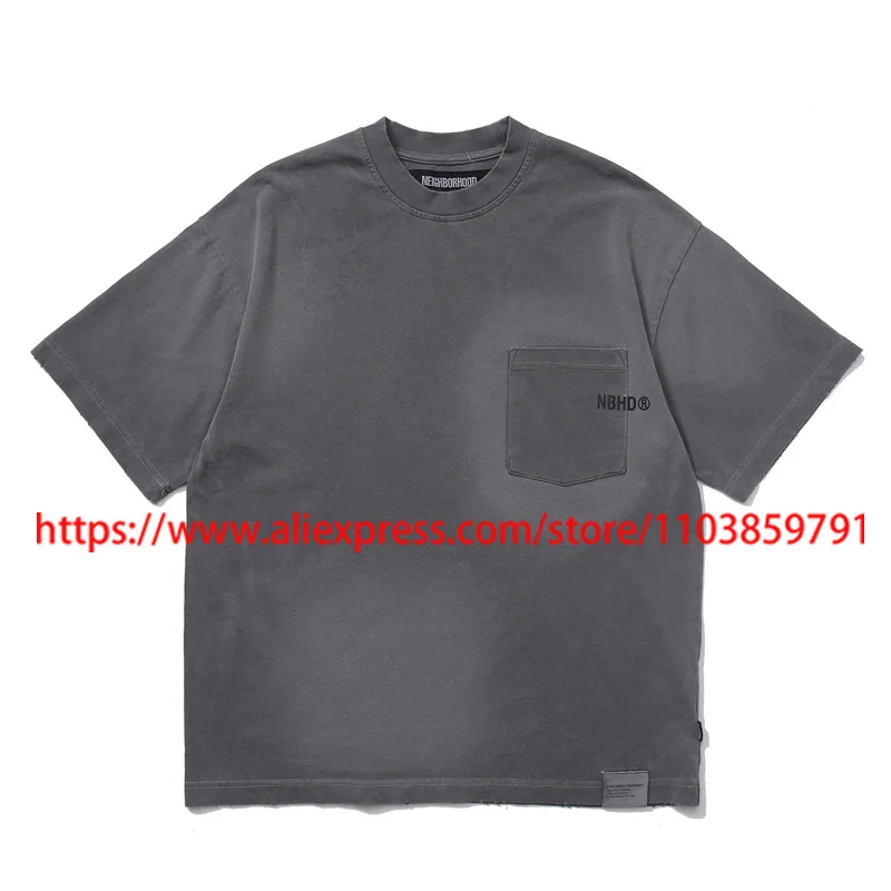 

2025 New NBHD Short Sleeve T-shirt Washed Do Old Technology Japanese Street Trend Men Women Vintage NBHD T-shirt Round-neck Tops