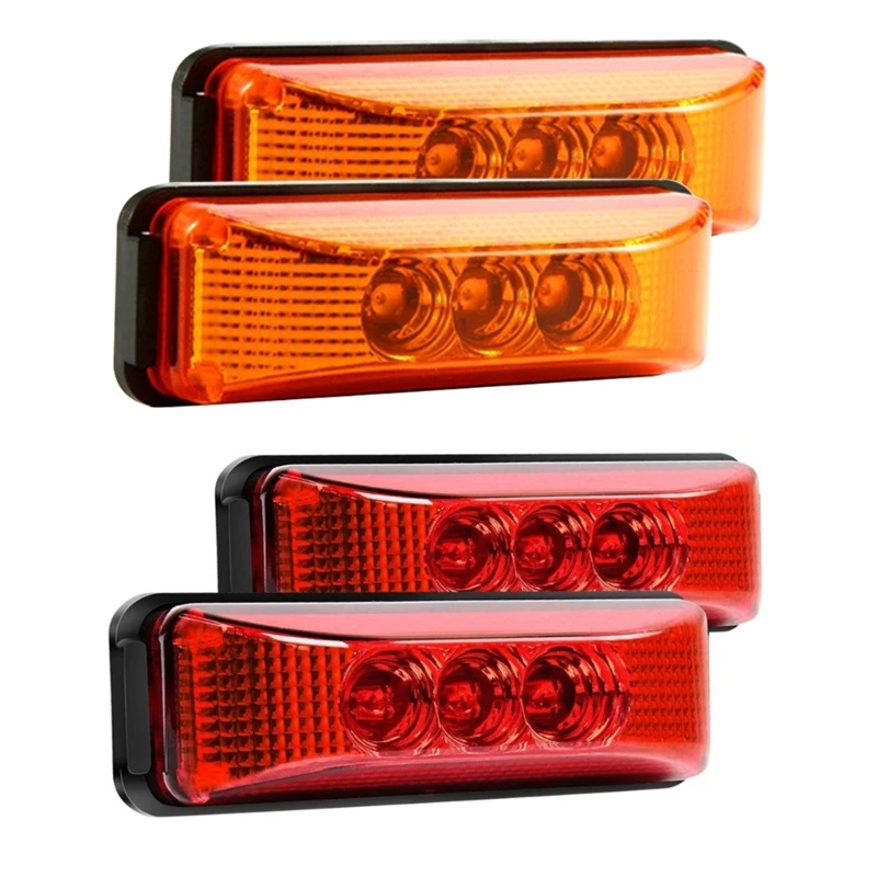 

3 LED Truck Trailer Front Rear LED Side Marker Lights Lamp Sealed & Waterproof Surface-Mounted Installation