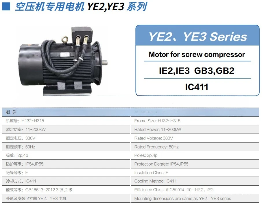 IP55 low voltage three phase asynchronous motor B35 screw compressor