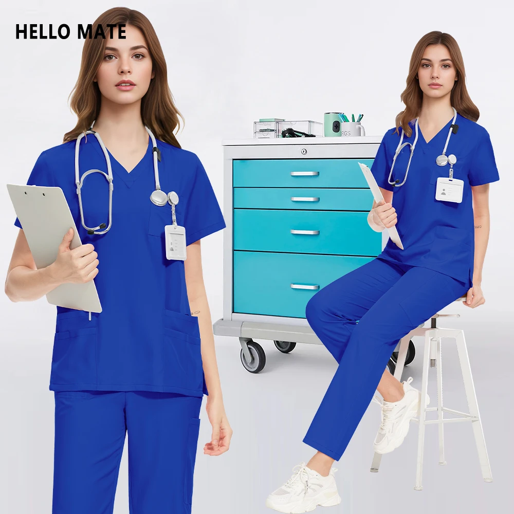 High Quality Hospital Scrubs Set Medical Clothing for Women Surgical Uniform Nurse Workwear Lab Top Pants Suits Dentist Overalls