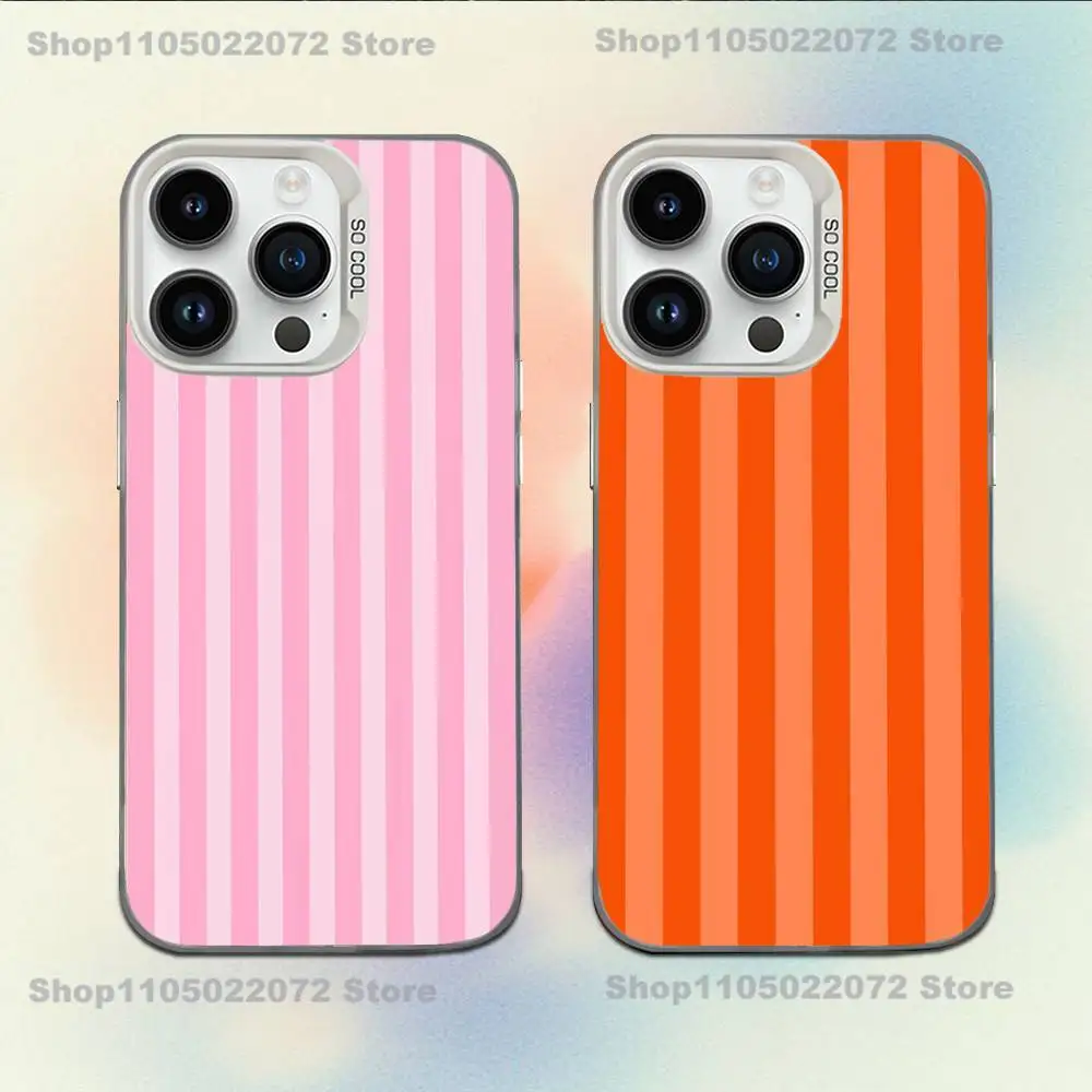 

Colorful Striped Minimalist Couple Lichee Phone Case For iPhone XR,17,16,15,14,13,12,11,X,Mini,Pro,E,MAX White Candy Matte Cover