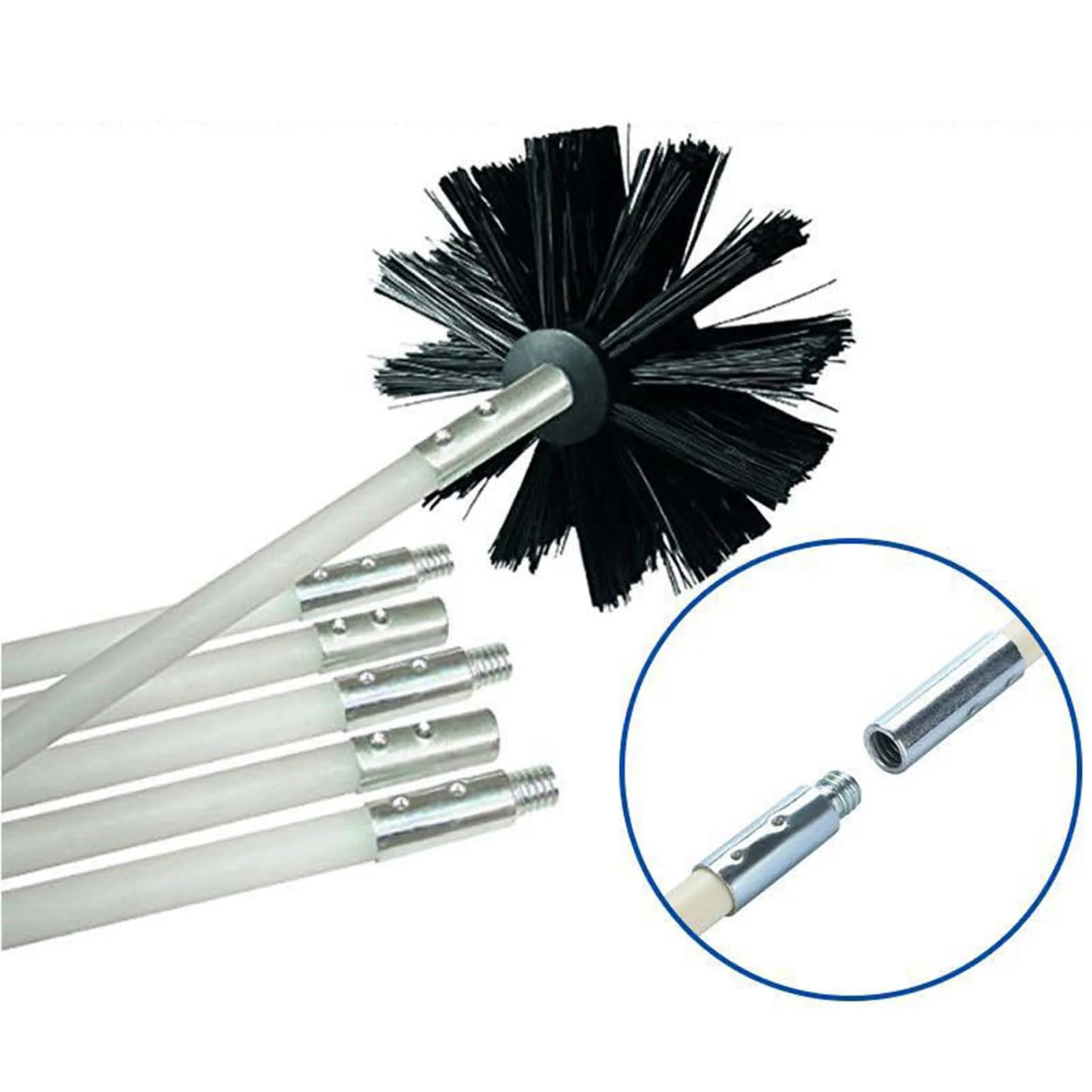 Ergonomic Chimney Cleaning Sweep Kit Flexible Rods Drier Lint Sweeping Tool for Fireplace Dryer Vent Sewage Cleaning